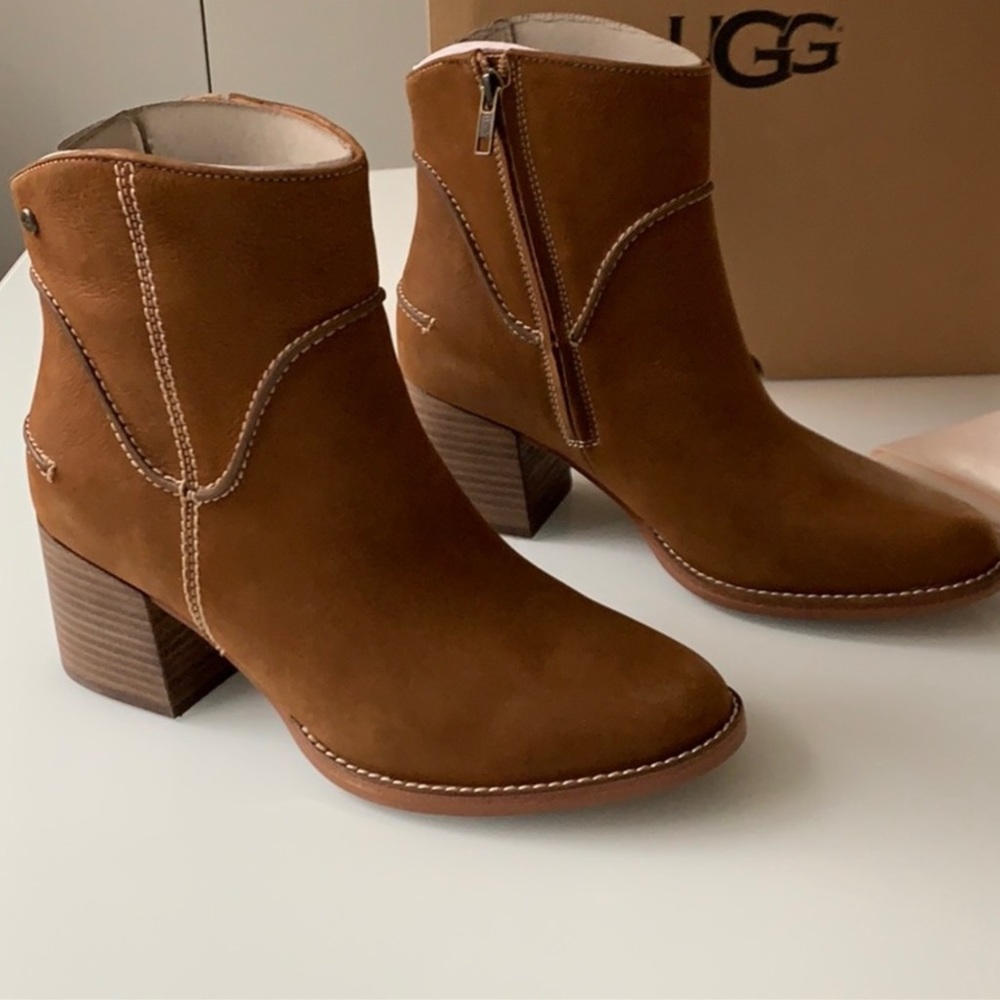 NWB Ugg Brown Leather  “Annie” Booties